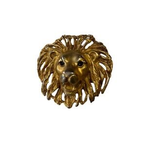 Lion Head Belt Buckle Mens/Womens Gold Metal Western Statement 3D Lion Face